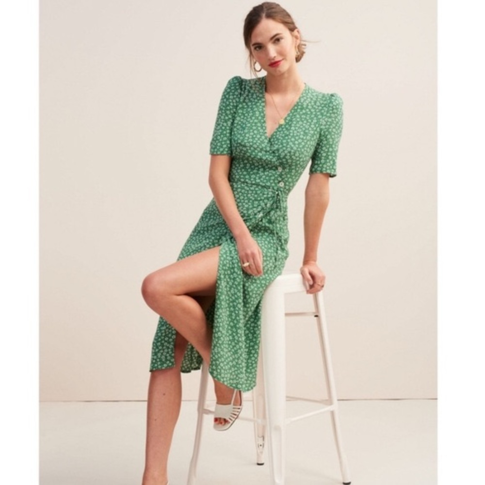 NWOT Rouje Paris Gabon green floral midi dress